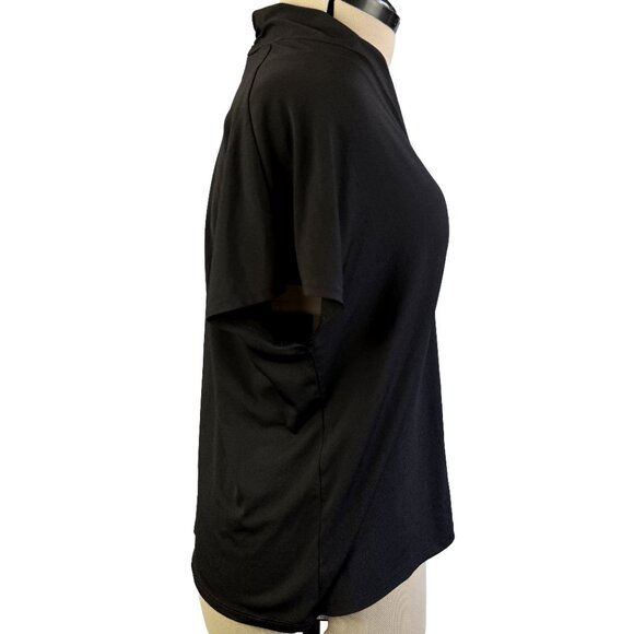 H&M Oversized Draped V‑Neck Tunic Minimalist Top L – Black Polyester‑Elastane - Picture 3 of 10